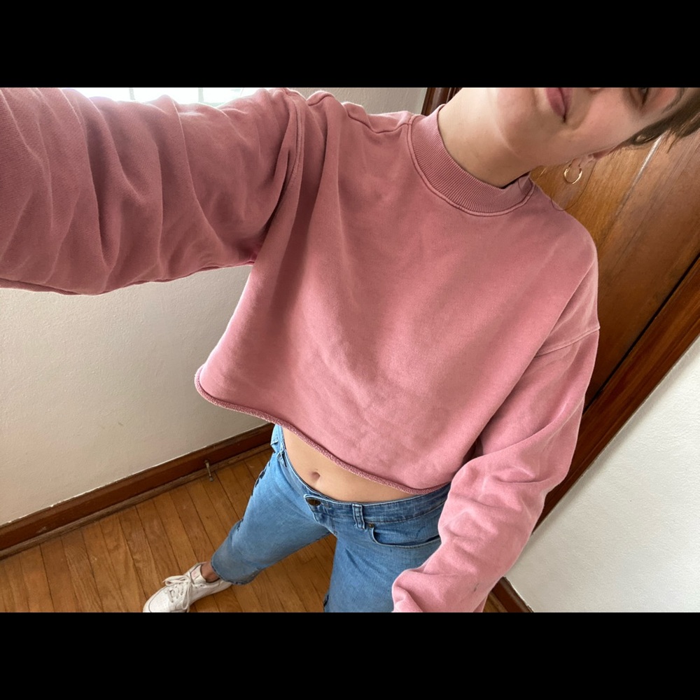 Cropped Faded Pink Long Sleeve Turtleneck